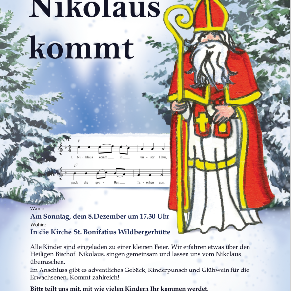 Der Nikolaus kommt WI (c) Gemeinderat St. Bonifatius Wildbergerhütte